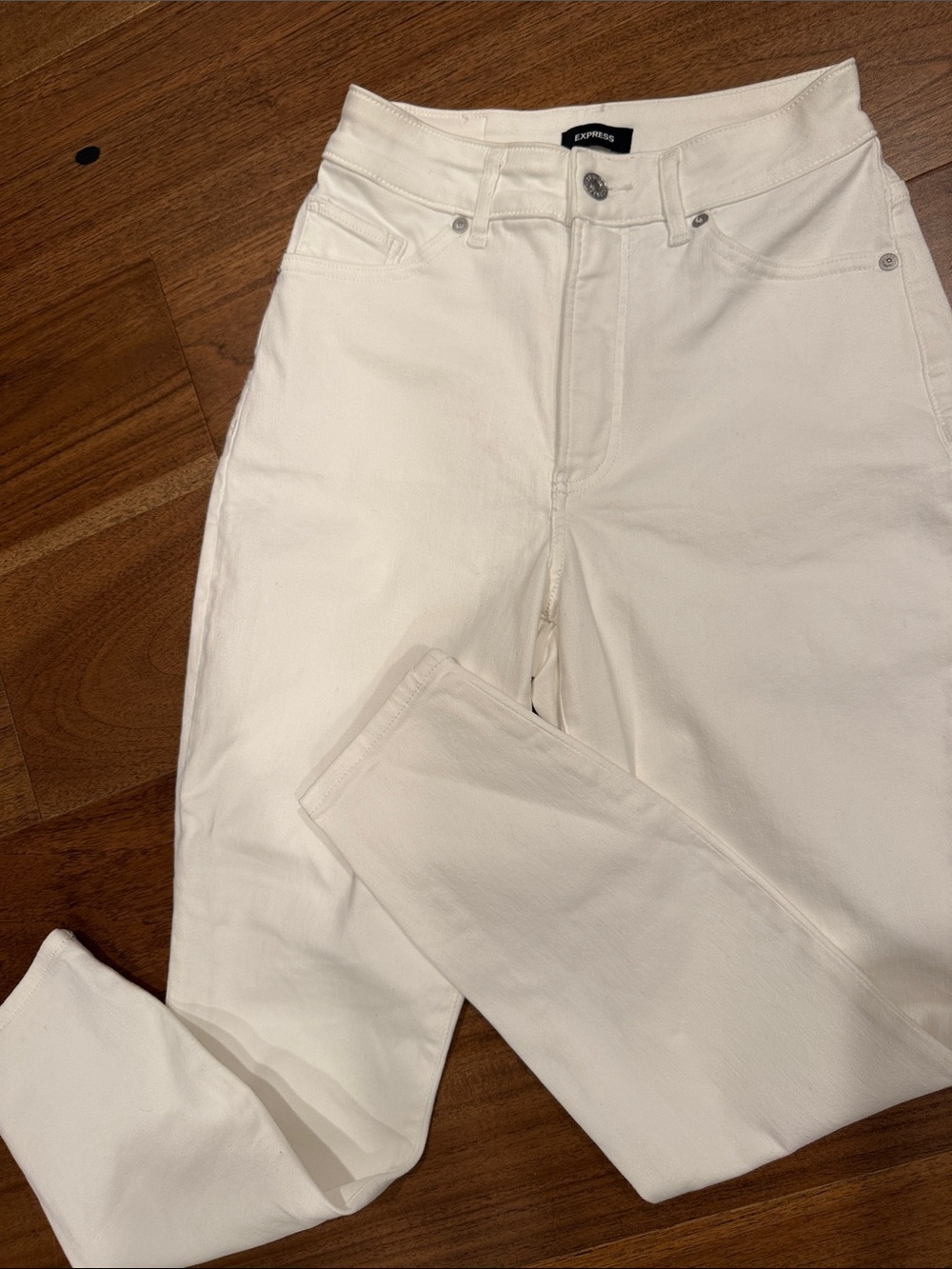 Express White High-Rise Straight Jeans